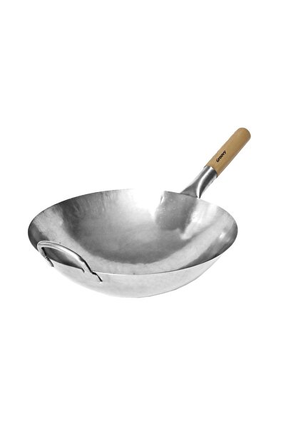 Biradlı Karbon Çelik Wok Tava 32 Cm