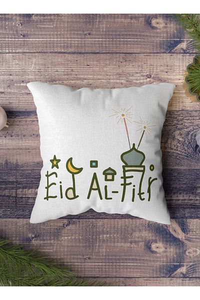 LOWHA Polyester Pillowcase Cushion Cover with Eid Al-Fitr and Fireworks Design