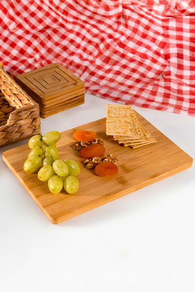 Woodcept Bamboo Retro Marble Stand + Serving Plate + Organizer + Riser + Large Size