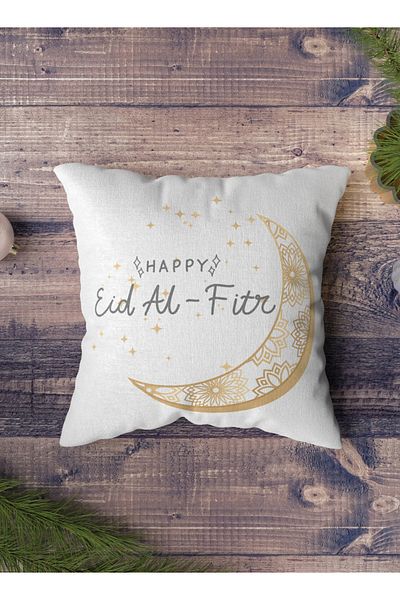 LOWHA Polyester Pillowcase Cushion Cover with Happy Eid Al-Fitr Design