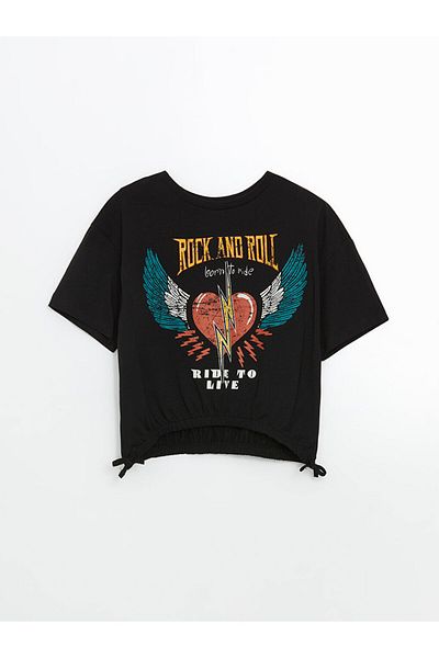 LC Waikiki Tricou Crop pentru fete cu gât crew de sezon nou - S5JD04Z4