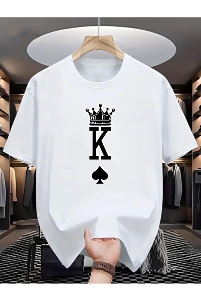 AZIZI TEKSTIL Καλοκαιρινό άνετο μπλουζάκι για άνδρες, Spade K με στάμπα - Πολ...