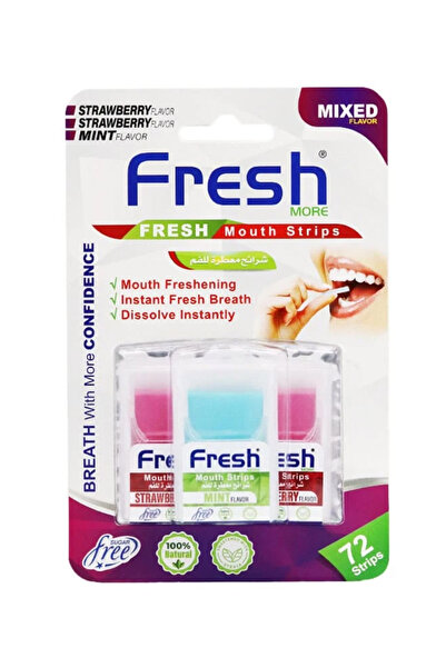 Fresh فريش مور شرائح معطرة للفم بنكهة الفراولة والنعناع - 72 شريحة