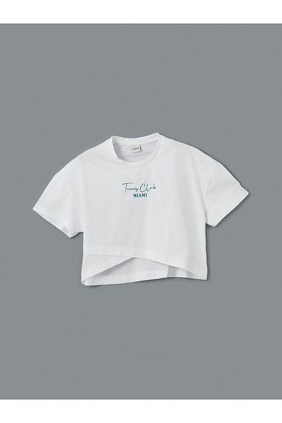 LC Waikiki Νέα σεζόν Crew Neck Miami Printed Girls Tisort - S5DG41Z4