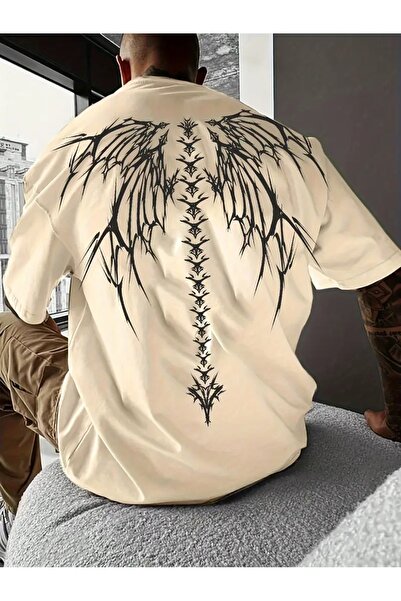 AZIZI TEKSTIL Men's Comfortable Polyester T-Shirt, Geometric Winged Rib Cage ...