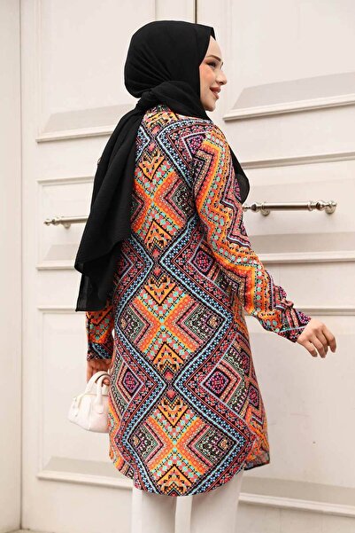 Neva Style Orange Hijab Viscose Tunic 11731t