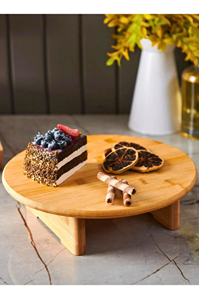 Woodcept. لوح تقطيع وعرض وتقديم بأرجل مستديرة من الخيزران، وحامل منظم، 32 سم