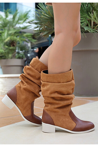 KAZAX Λεπτομερείς μπότες Jolin Tan Skin Suede