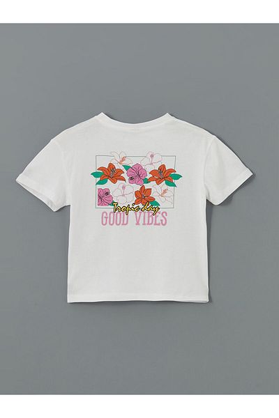 LC Waikiki New Season Crew Neck Floral Girls Tisort - S5FB02Z4