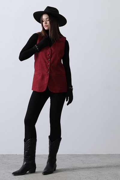BEYD Suede Vest - Cherry Motif
