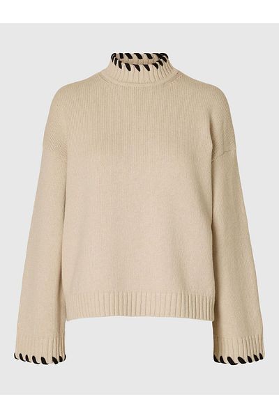 Selected Femme Pullover mit hohem Kragen Langarm