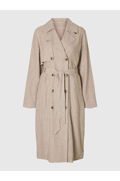 Selected Femme Trenchcoat Zweireihiger Leinenmix