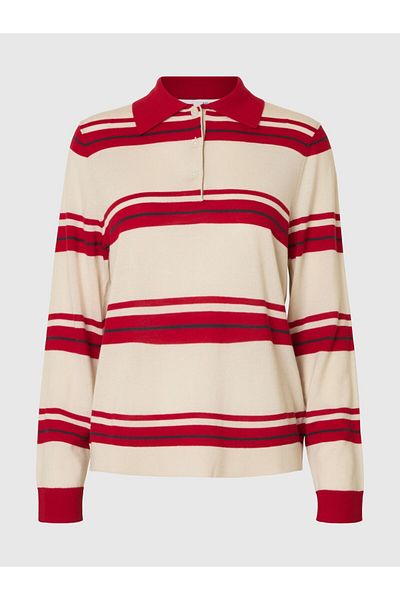 Selected Femme Langarm-Poloshirt 100% Merinowoll