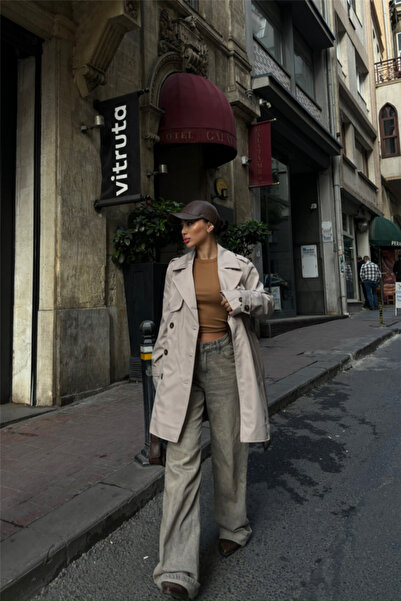 Femella Women Fashion TRENCH KISA ŞANEL BOY - Taş