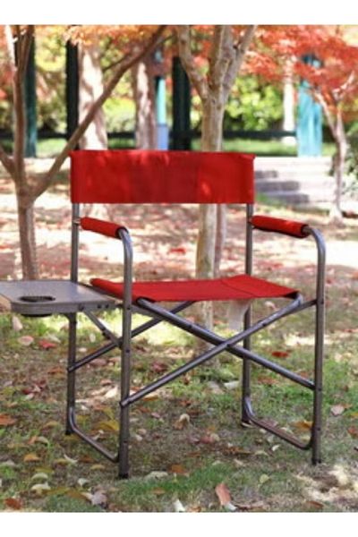 smart home Folding Chair With Storage Pocket And Side Table With Two Cup Slots For Camping And Trekking