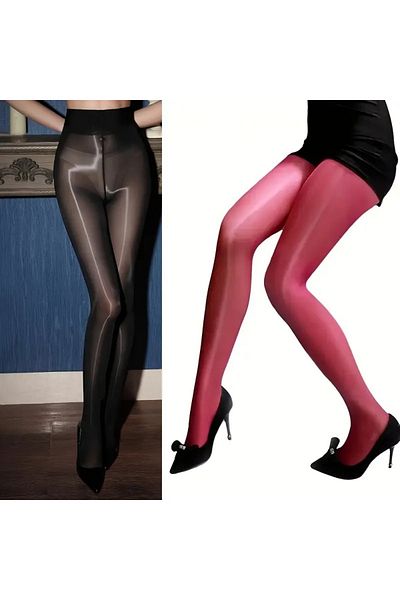 NiLi Tights Cut High Waist Elastic Shiny Women's Pantyhoses