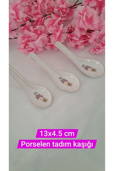 SOUL BY A&B 3 Porcelain Spoons Tasting Spoon Flower Patterned Porcelain