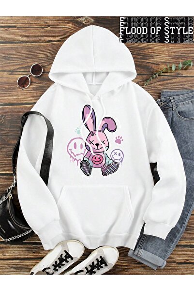 Flood Of Style Hip Hop Harajuku Vintage Style a Toy Rabbit Sitting on the Gro...