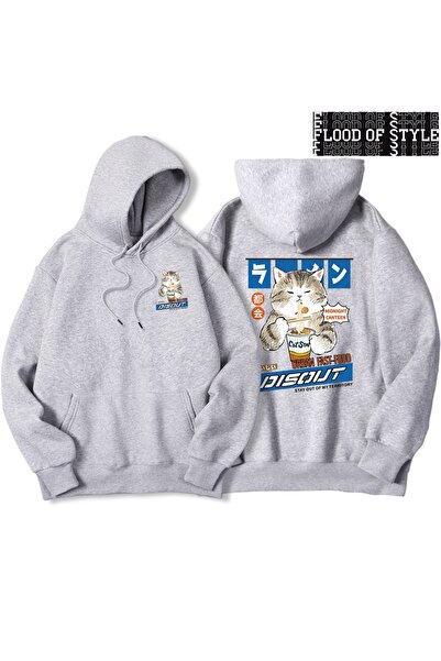 Flood Of Style Hip Hop Harajuku Stil vintage Tăiței și sushi pisică Gri