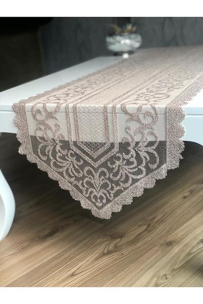 WENESSİ Κάλυμμα Runner από πλεκτό τούλι Ottoman Pattern Kdk 40x140 (ΚΑΦΕ)