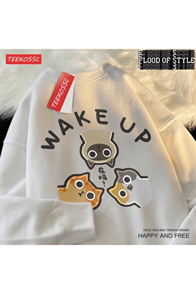 Flood Of Style Hip Hop Harajuku Stil vintage Canapea obosită pisică albă