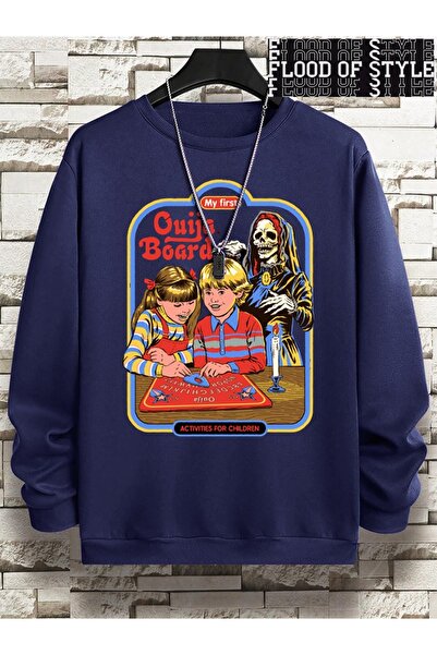 Flood Of Style Hip Hop Harajuku Vintage Style Primul meu imprimeu cu tablă Ouija Albastru închis