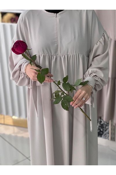 Fashion journey hajj umrah φόρεμα με μισό φερμουάρ με μανίκια