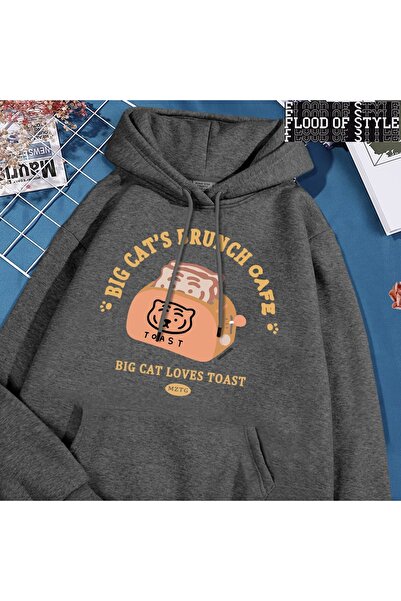 Flood Of Style Hip Hop Harajuku Vintage Style pisică aparat de paine amuzant Gri