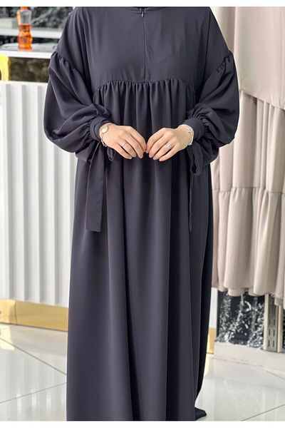 Fashion journey hajj umrah φόρεμα με μισό φερμουάρ με μανίκια