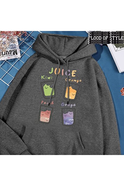 Flood Of Style Hip Hop Harajuku Vintage Style Juice κύπελλο φρούτων γάτα Γκρι