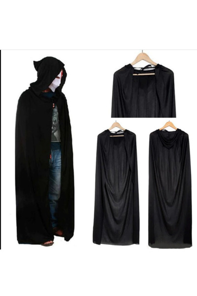 Skygo Parti Aksesuar Cadılar Bayramı Kapişonlu Pelerin Siyah 90 cm