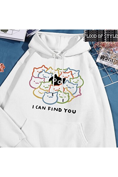 Flood Of Style Hip Hop Harajuku Vintage Style Μπορείτε να με βλέπετε διασκεδαστικό, γάτα Λευκό