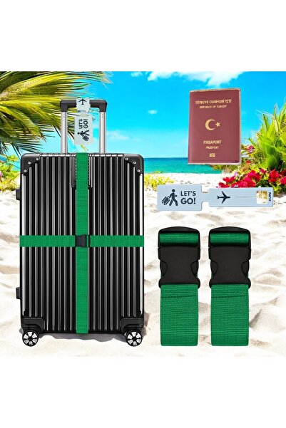 Tarix Valiz kemeri 2 adet + etiket 1 adet + Şeffaf pasaport kılıfı 1 adet