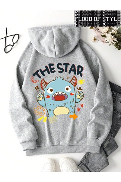 Flood Of Style Hip Hop Harajuku Stil vintage Steaua de azi este ușor gri calveță