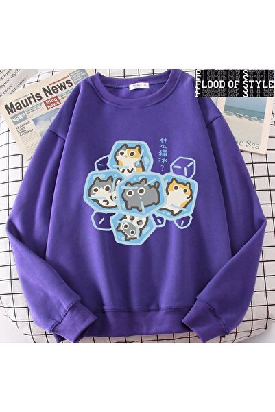 Flood Of Style Hip Hop Harajuku Stil Vintage Ice pisică Fun Purple
