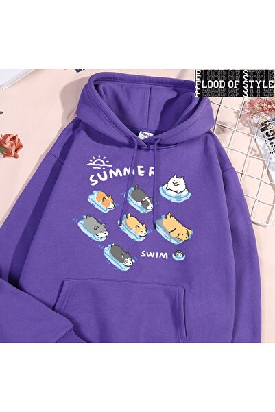 Flood Of Style هيب هوب هاراجوكو نمط عتيق ممتع للقطط والكلاب للسباحة باللون الأرجواني