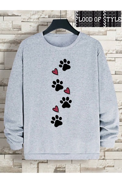 Flood Of Style Хип-хоп Хараджуку винтидж стил кучешки отпечатък любов забавен...