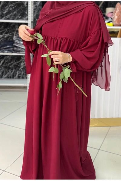 Fashion journey Φόρεμα Ferace Hijab Hajj Umrah με μισό φερμουάρ με κούμπωμα στο μανίκι