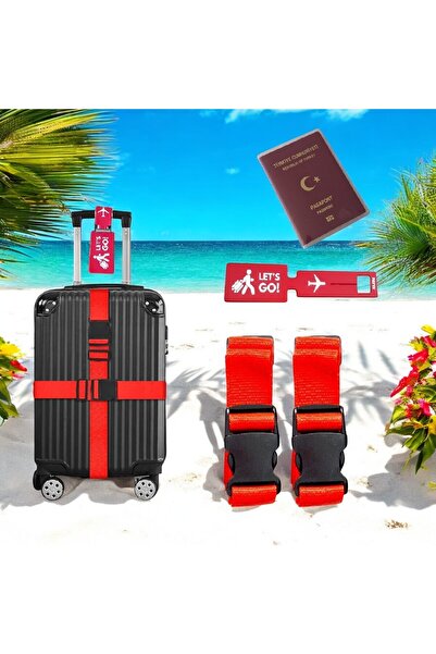Tarix Valiz kemeri 2 adet + etiket 1 adet + Şeffaf pasaport kılıfı 1 adet