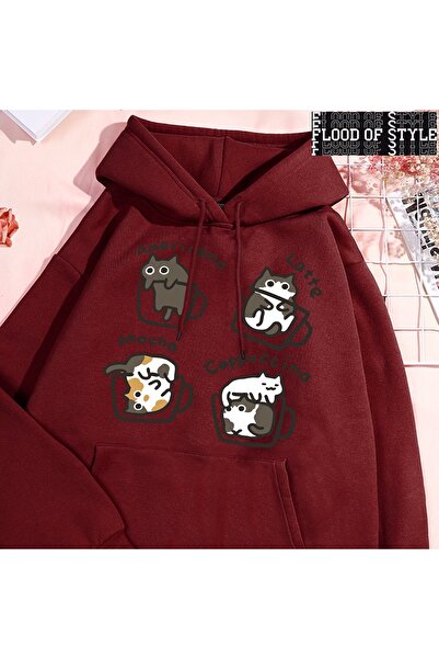 Flood Of Style Hip Hop Harajuku Vintage Style Cafea în stil american pisică Alb