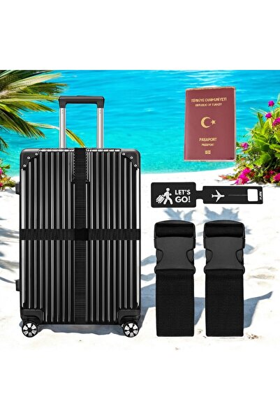 Tarix Valiz kemeri 2 adet + etiket 1 adet + Şeffaf pasaport kılıfı 1 adet