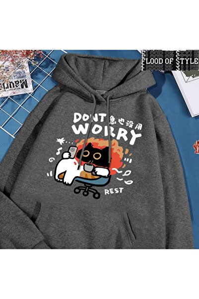 Flood Of Style Hip Hop Harajuku Stil vintage Nu te agăci distracție pisică Gri