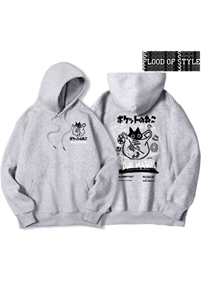 Flood Of Style Hip Hop Harajuku Stil Vintage Harajuku Kawaii pisică perechi Gri