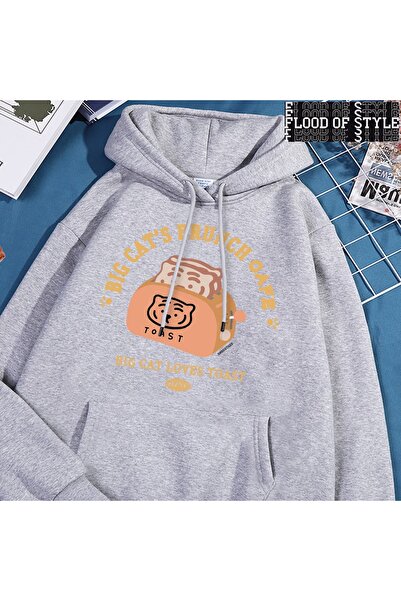 Flood Of Style ماكينة خبز القطط ذات الطراز العتيق هيب هوب هاراجوكو باللون الرمادي المضحك