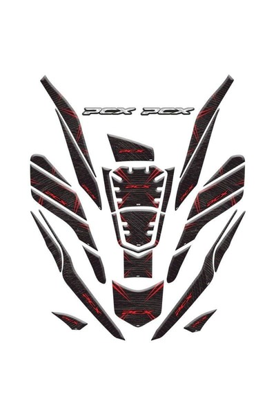 Gogo Honda PCX (2020-2024) Tank Pad Set 005 Siyah/Karbon/Kırmızı