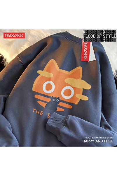 Flood Of Style Hip Hop Harajuku Vintage στυλ Ηλιακή γάτα φεγγάρι γάτα αστεία ...