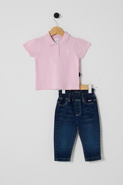 U.S. Polo Assn. Pink Powder 2Branch U.S.Polo Baby Suit Set