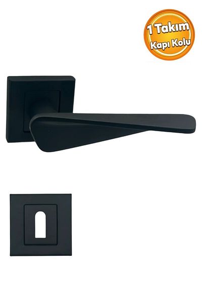 Sofuoğlu Salda Model Stainless Steel Matte Black Square Badge Room Door Handle (1 Set)