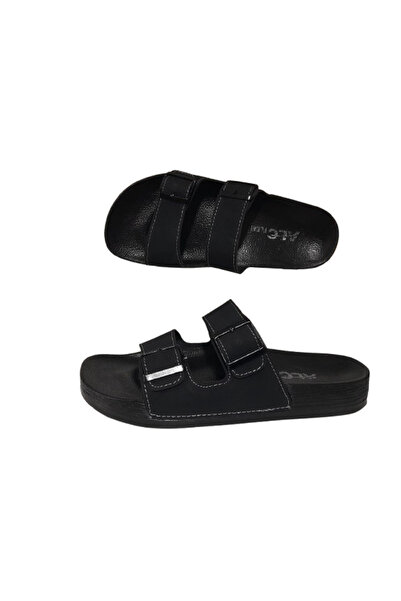 ALC Ανδρικές μαύρες διπλές πόρπες εξαιρετικά ελαφριές καθημερινές κομψές παντόφλες