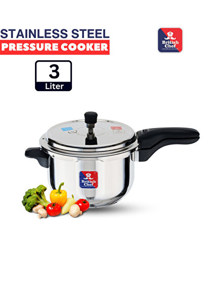 British Chef طنجرة ضغط من الفولاذ المقاوم للصدأ، متوافقة مع مواقد الحث والغاز...